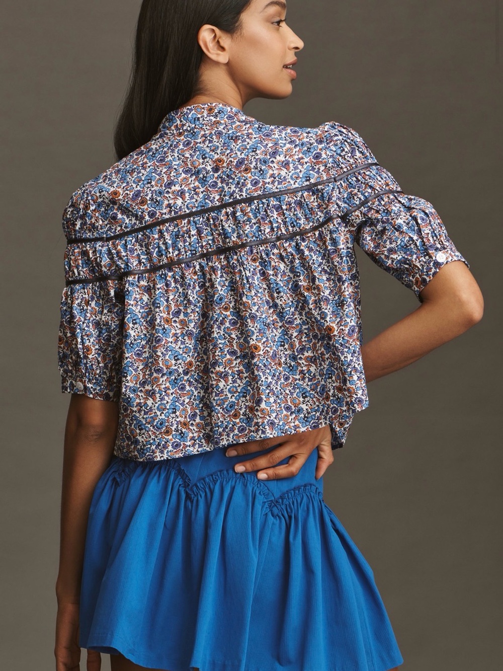 Anthropologie THE LEANDRA SHIRRED YOKE BLOUSE BY MAEVE, M - Picture 2 of 5